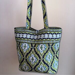 Vera Bradley Small Blue and Green Tote W/ Pockets